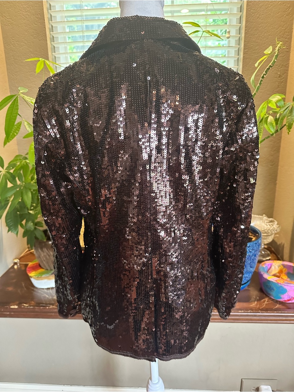 Chico’s "Root Beer Sequin" Blazer Jacket Evening Glam Party  Shimmer - Picture 3 of 4